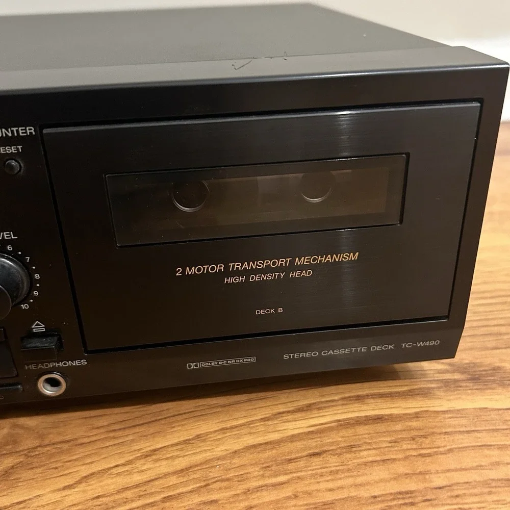Vintage Sony Model TC-W490 Stereo Dual Cassette Deck Player Japan Black Tested